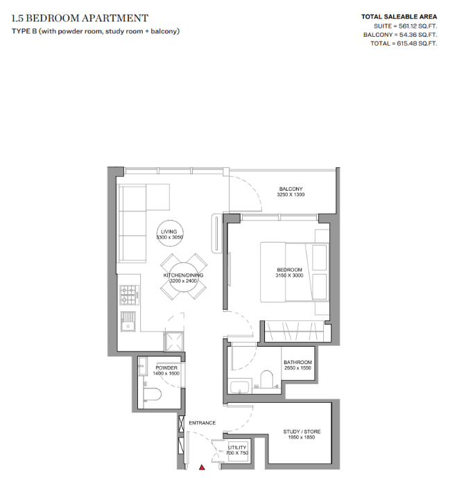 1 Bedroom + Study
