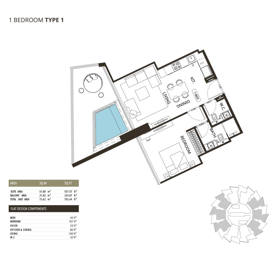 1 Bedroom + Pool