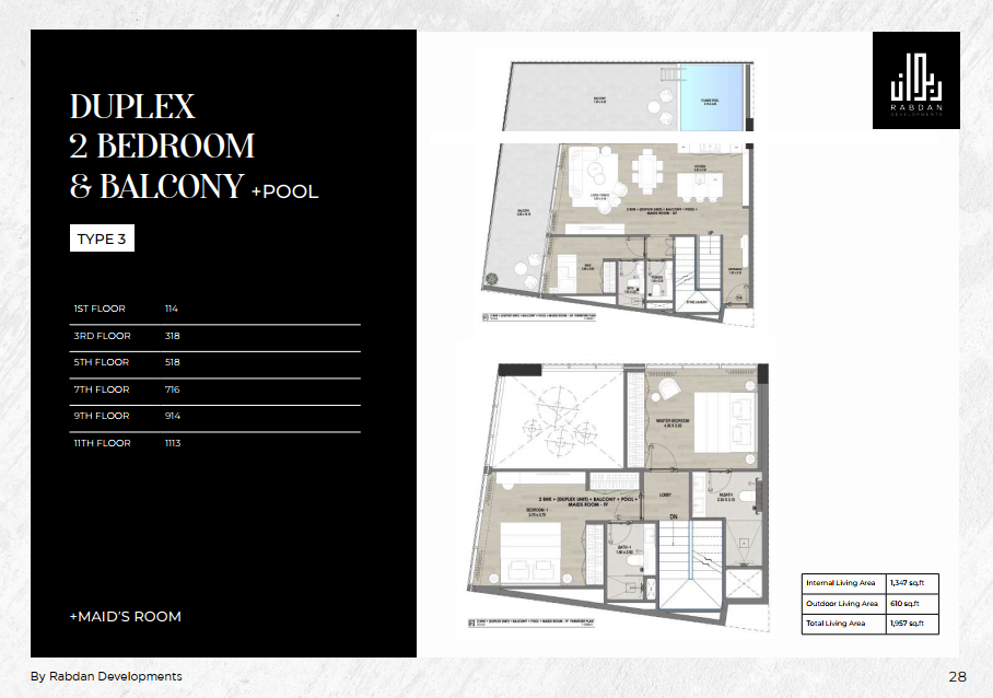 2 Bedroom Duplex with pool