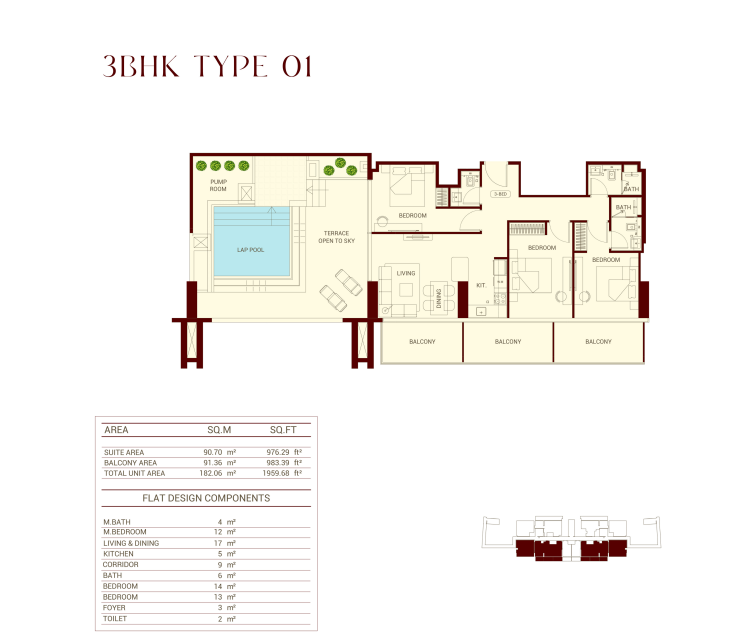 3BHK + Pool