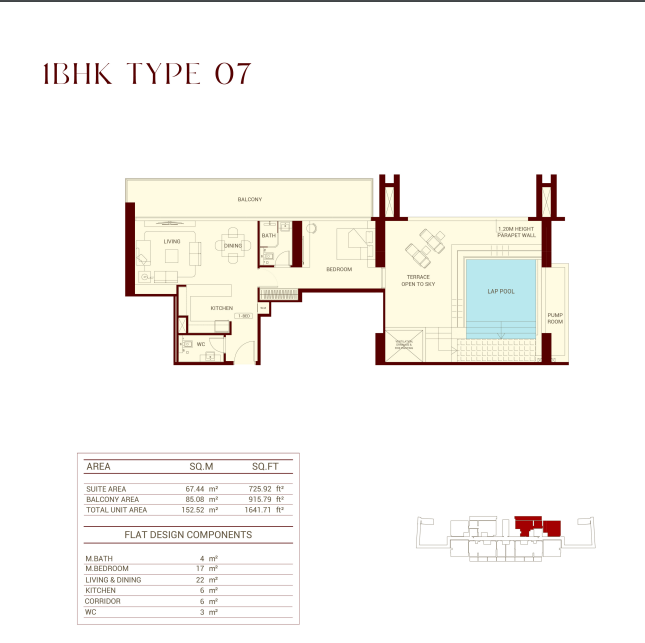 1BHK + Pool